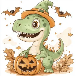 Páginas Para Colorear De Dinosaurios De Halloween - Imagen de origen