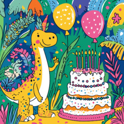 Happy Birthday Dinosaur Coloring Pages - Origin image