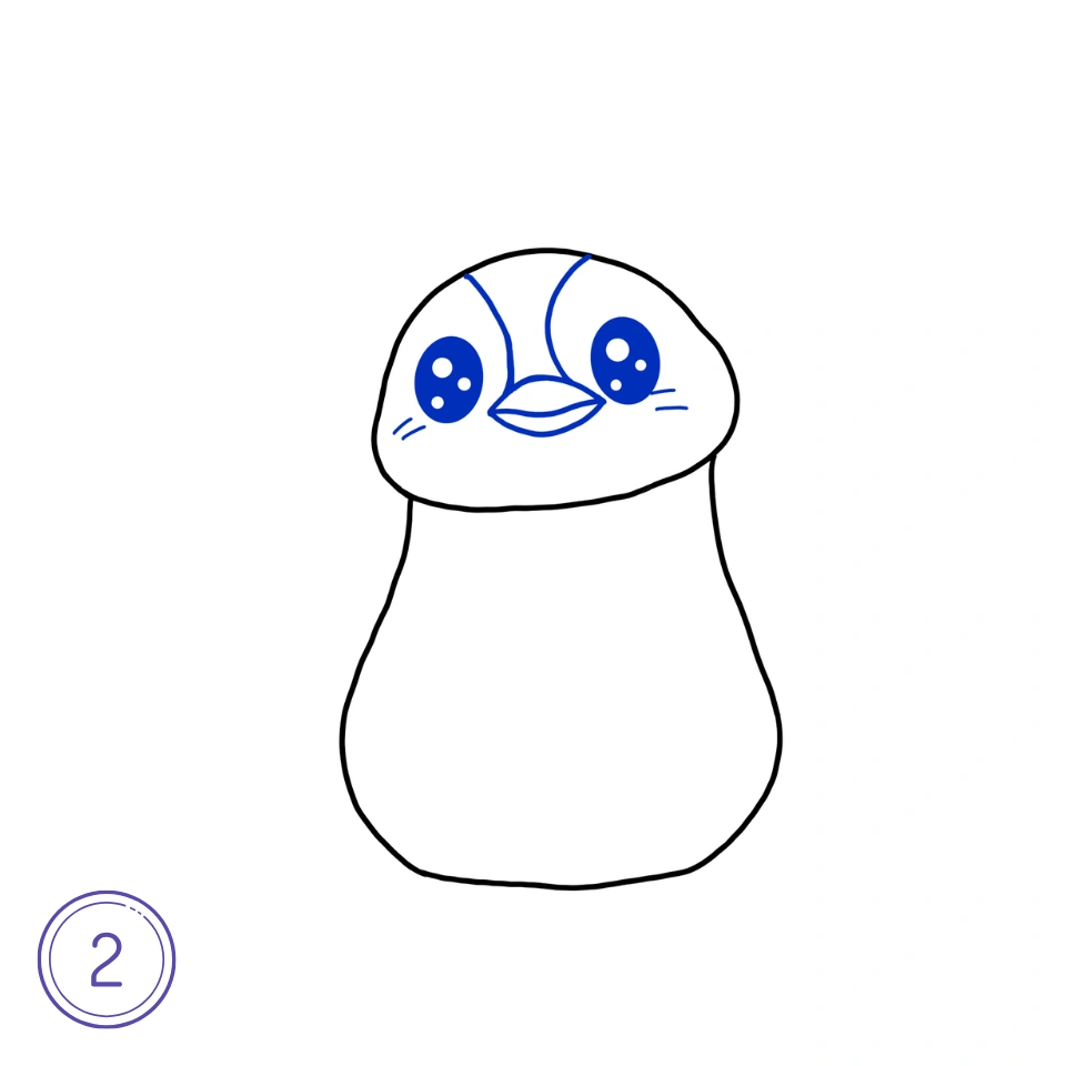 How to draw a Penguin Step 2