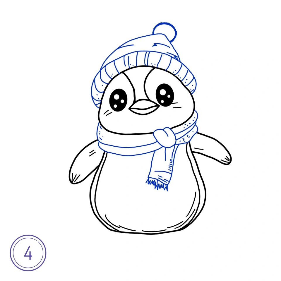 How to draw a Penguin Step 4