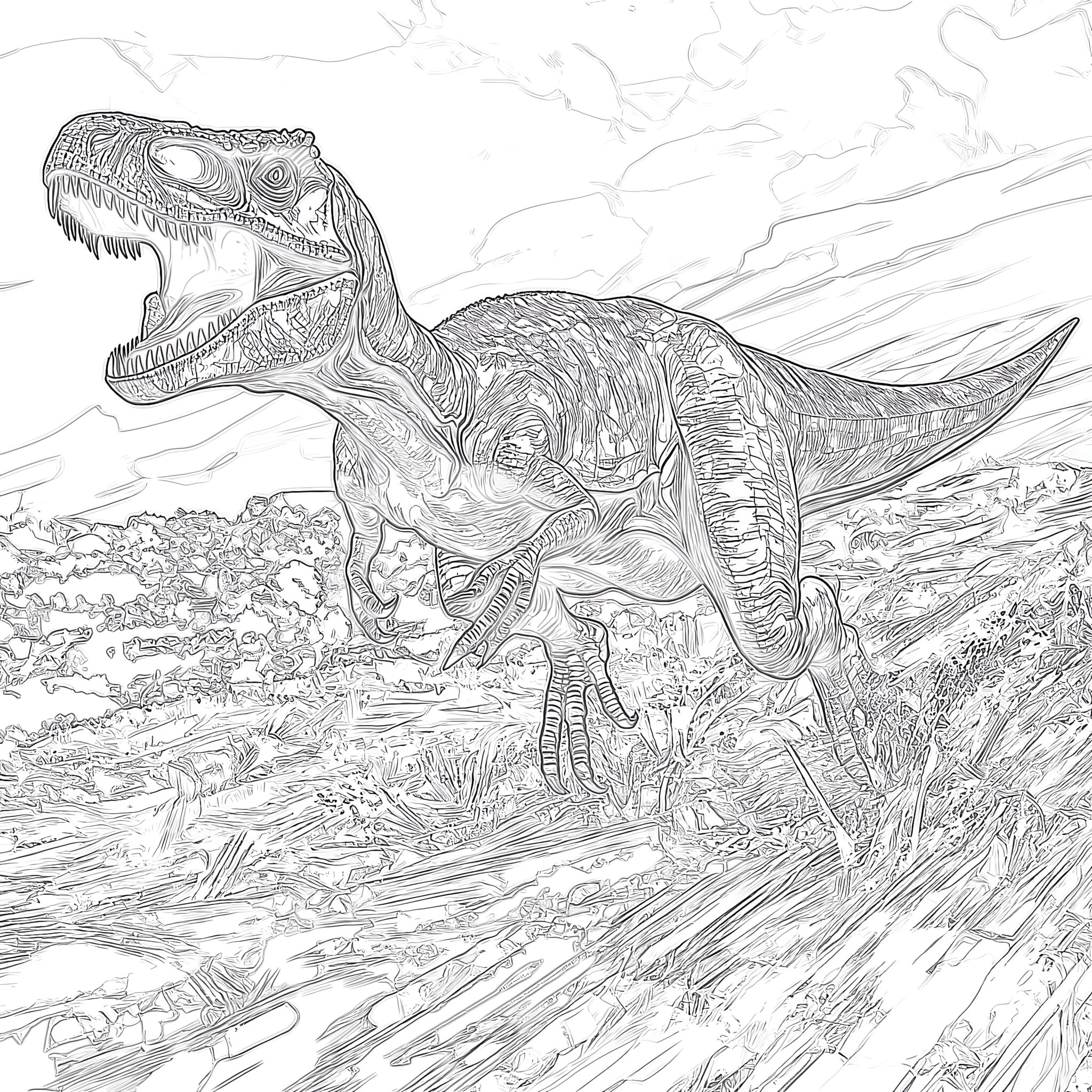Jurassic World T Rex Coloring Page - Jurassic World T Rex Coloring Page 2048x2048 