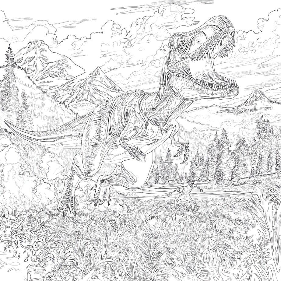 Jurassic World T Rex Colouring Pages