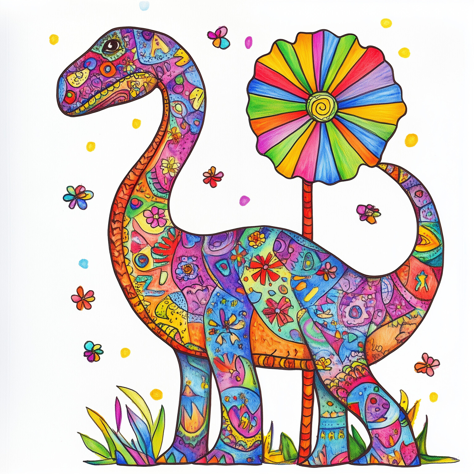 Long Neck Dinosaur Coloring Page | Coloring Pages Mimi Panda