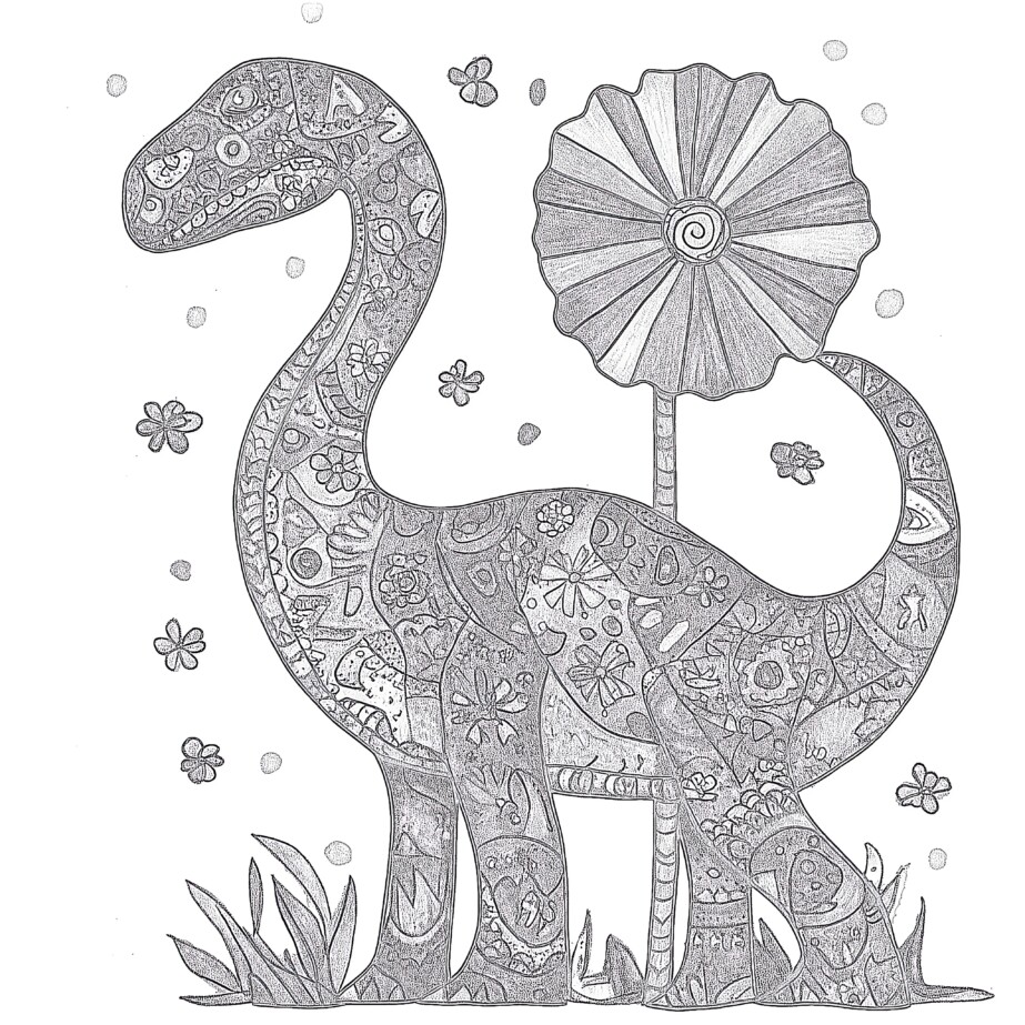 Long Neck Dinosaur Coloring Page