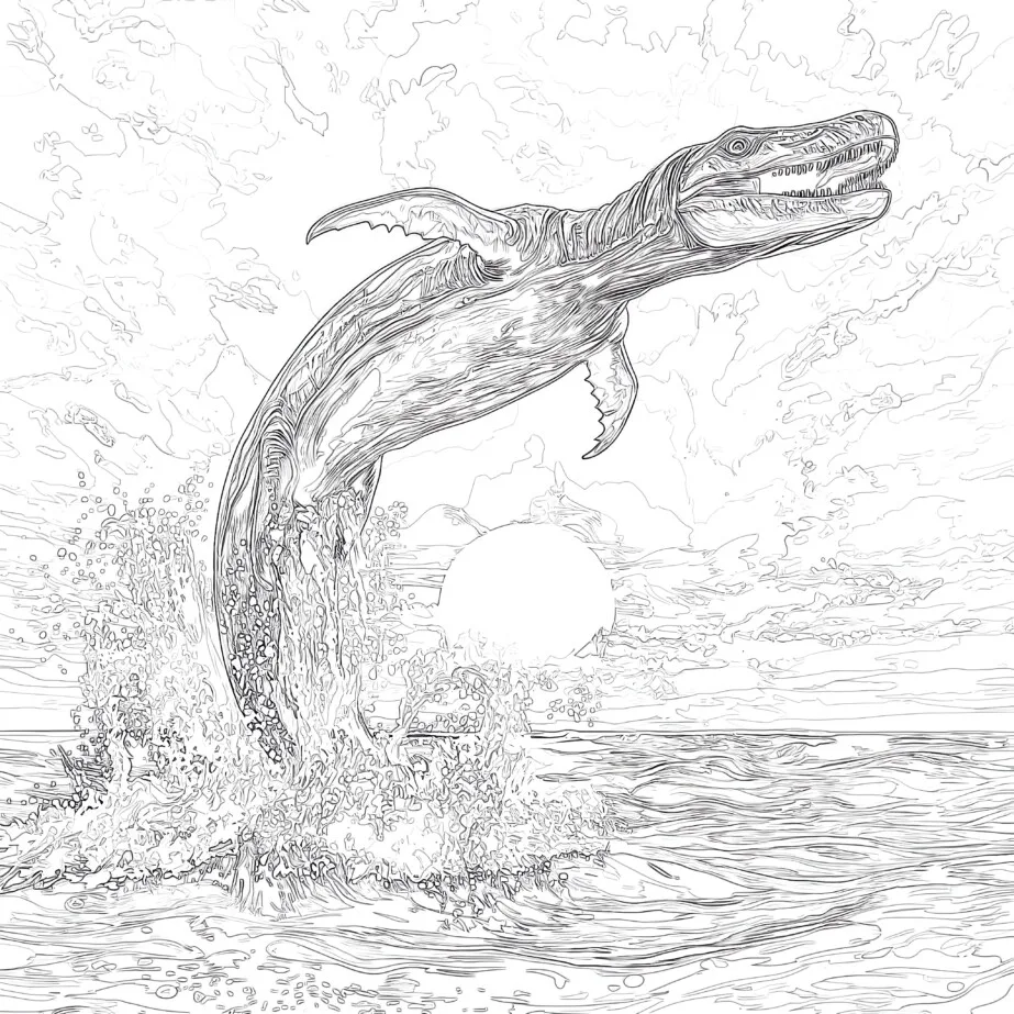 Página Para Colorear De Mosasaurus