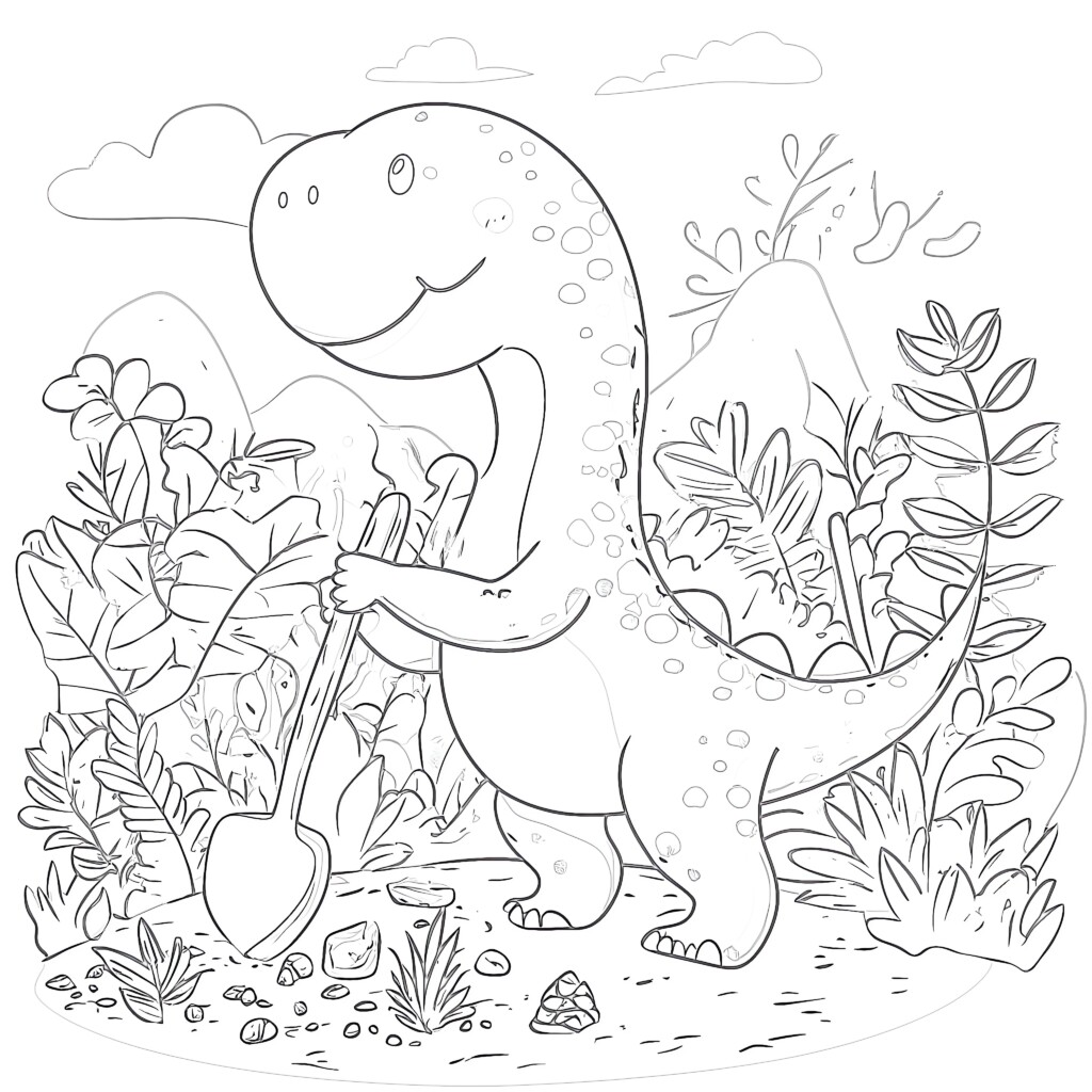 Printable Colouring Pictures Of Dinosaurs | Coloring Pages Mimi Panda