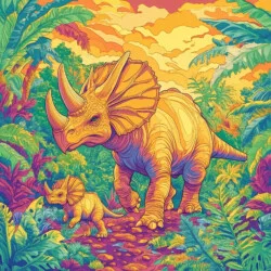 印刷可能なトリケラトプスの塗り絵ページ - 起源イメージ