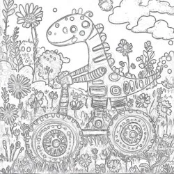 Páginas Para Colorear De Robot Dino - Página para colorear