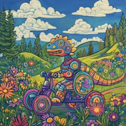 Página Para Colorear De Dinosaurio Robot - Imagen de origen