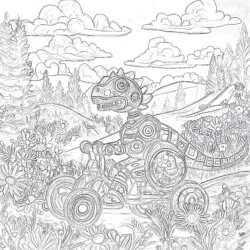 Página Para Colorear De Dinosaurio Robot - Página para colorear