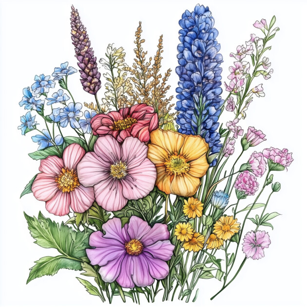 Adult Color Pages Flowers | Coloring Pages Mimi Panda