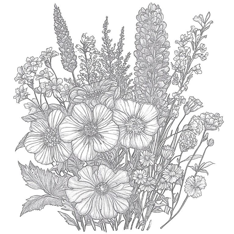 Adult Color Pages Flowers | Coloring Pages Mimi Panda
