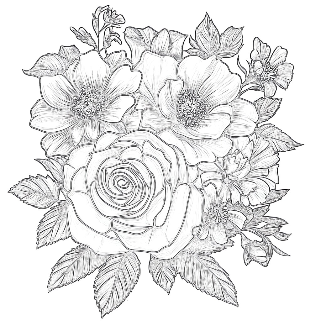 Adult Coloring Pages Free Flowers | Coloring Pages Mimi Panda