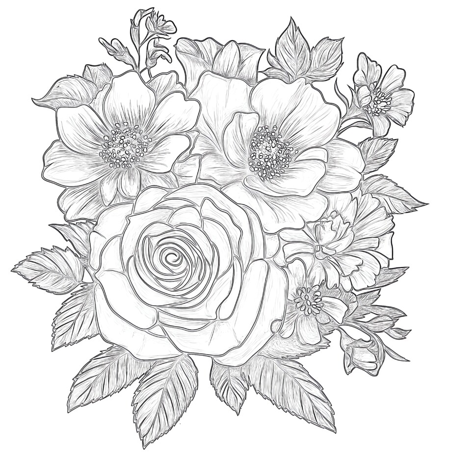 Adult Coloring Pages Free Flowers