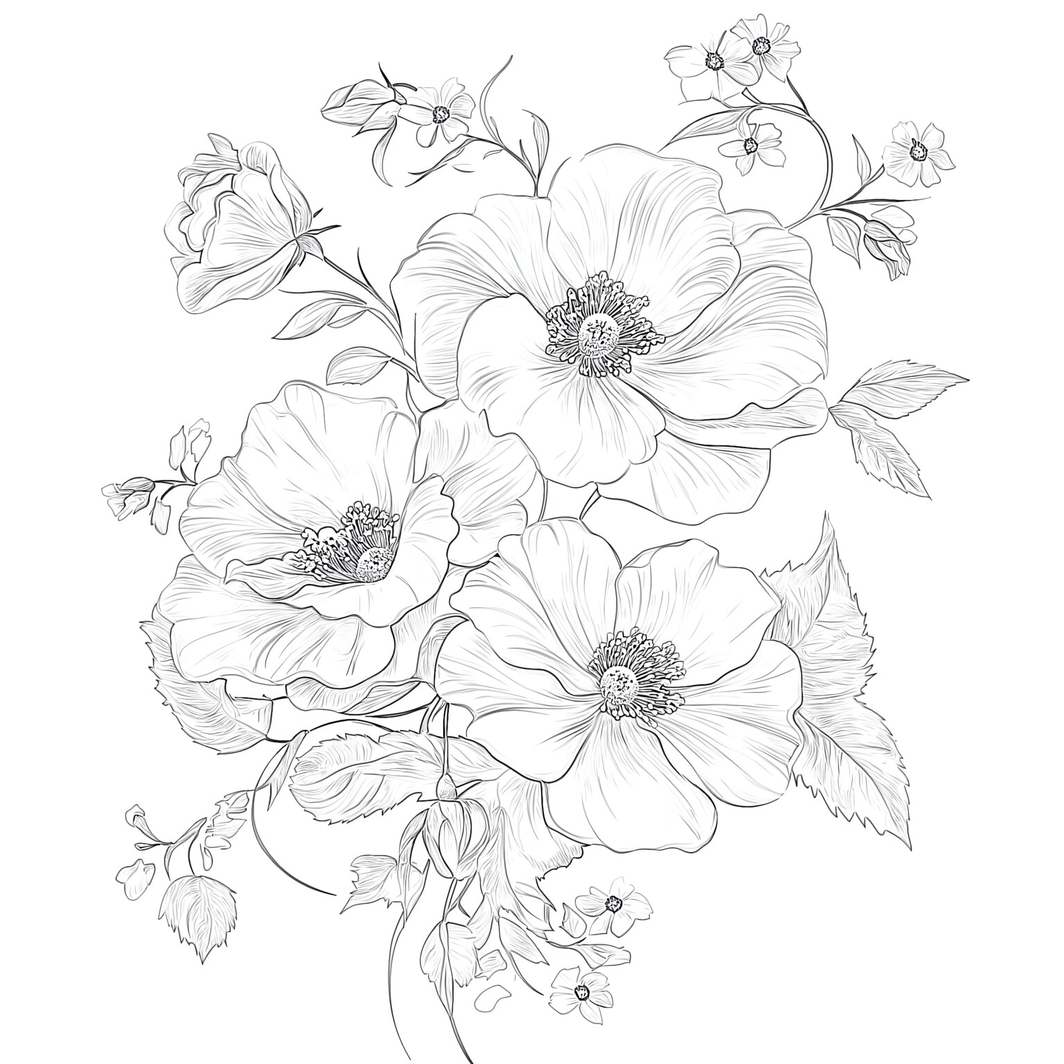 Adult Flower Coloring Page | Coloring Pages Mimi Panda
