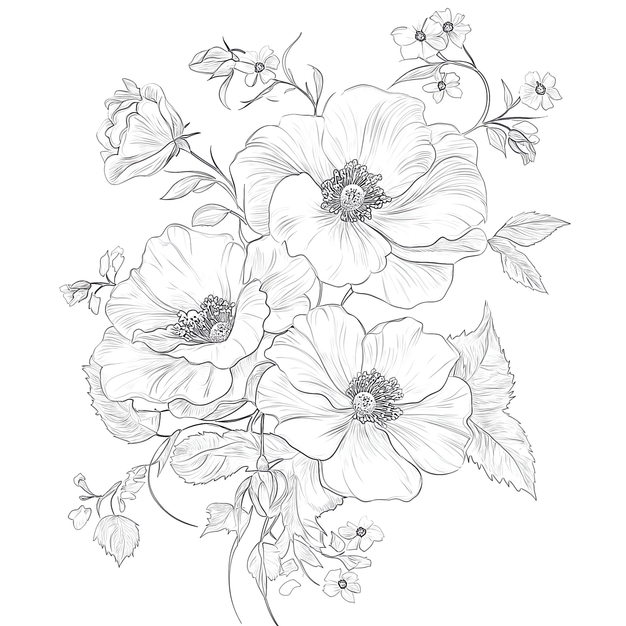 Adult Flower Coloring Page | Coloring Pages Mimi Panda