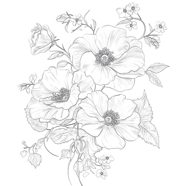 Adult Flower Coloring Page | Coloring Pages Mimi Panda