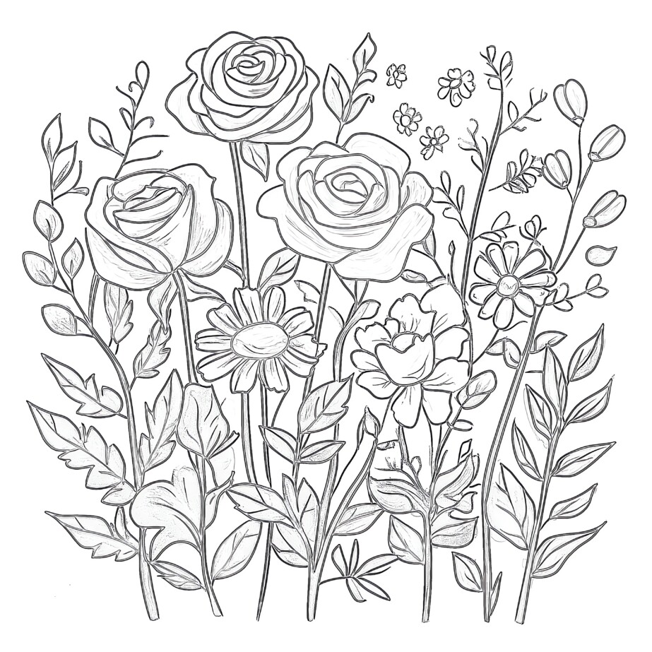 Adult Flower Coloring Pages Printable