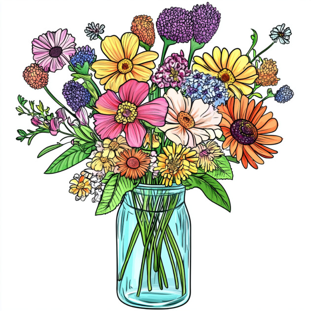 Adult Flowers Coloring Pages | Coloring Pages Mimi Panda