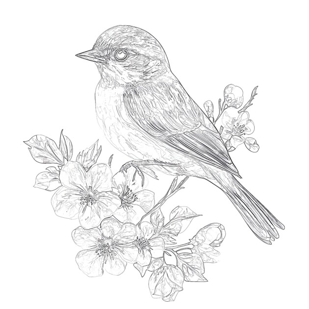 Online Coloring Bird And Flower Coloring Pages Coloring Pages Mimi