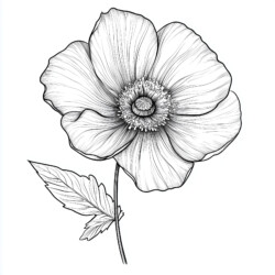 Black And White Flower Coloring Page - Origin image