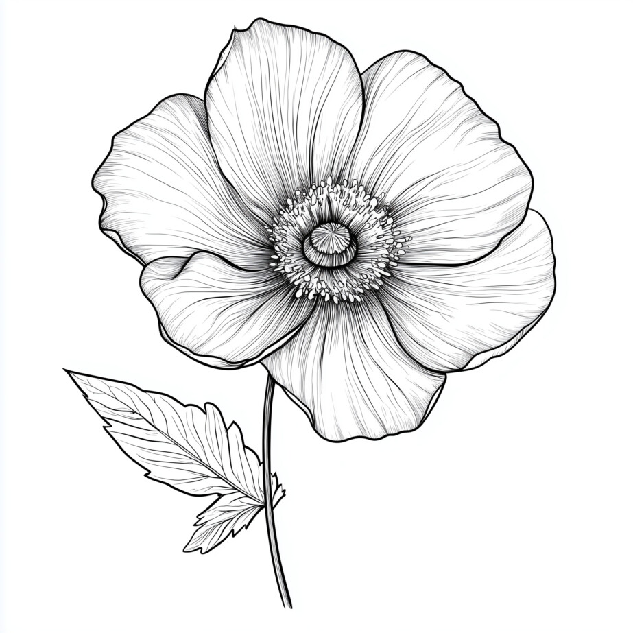 Black And White Flower Coloring Page 2