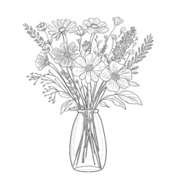 Bouquet Coloring Page - Printable Coloring page