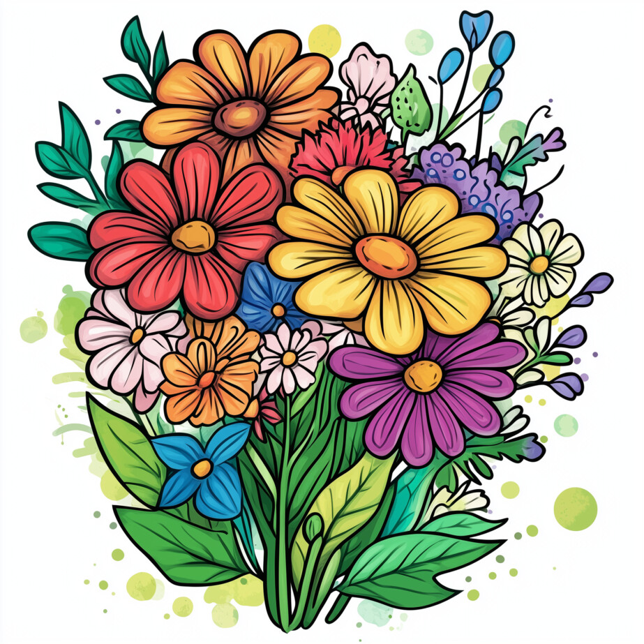 Bouquet Colouring Page 2