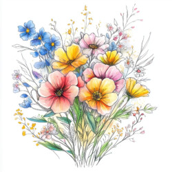 Bouquet Of Flowers Coloring Page - Origin image