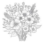 Bouquet Of Flowers Coloring Sheet