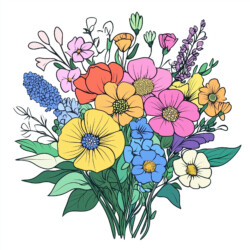 Bouquet Of Flowers Coloring Sheet - Origin image