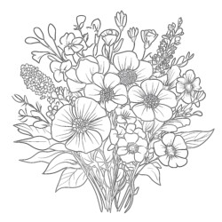 Bouquet Of Flowers Coloring Sheet - Printable Coloring page