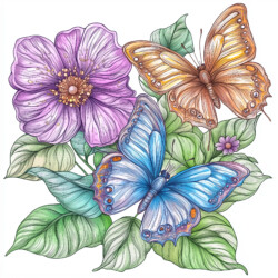 Butterflies And Flowers Coloring Pages - Origin image