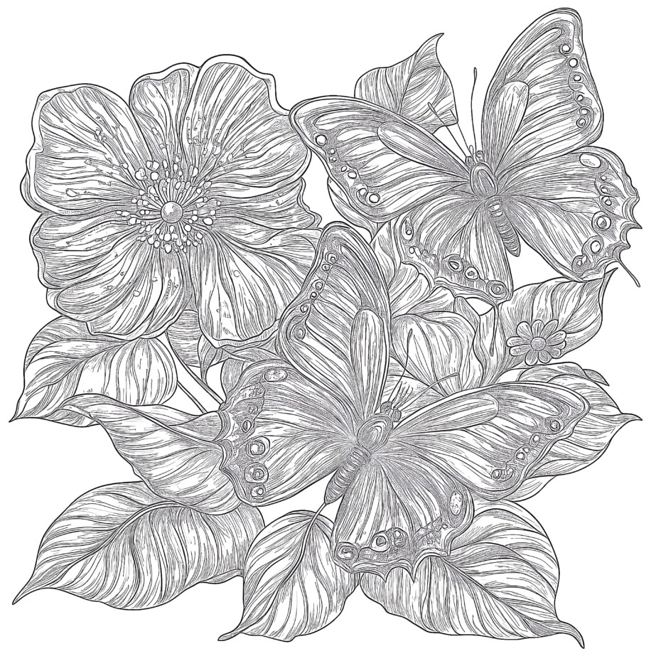 Butterflies And Flowers Coloring Pages