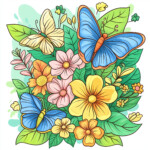 Butterfly And Flower Coloring Page 2 2