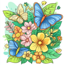 Butterfly And Flower Coloring Page - Origin image