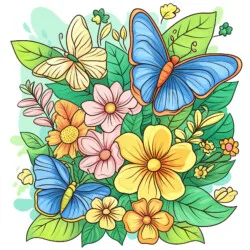Butterfly And Flower Coloring Page - Origin image