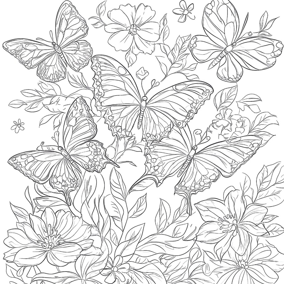 Butterfly Flower Coloring Page