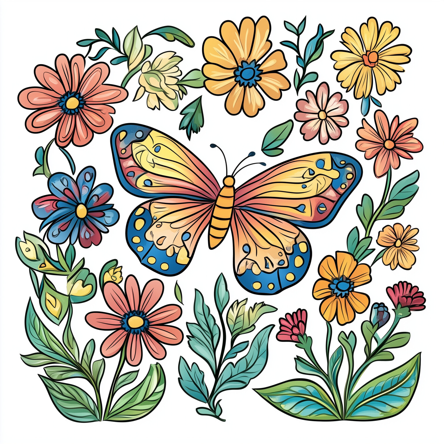 Pretty Flower Coloring Pages | Coloring Pages Mimi Panda