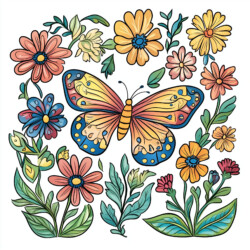 Butterfly On Flower Coloring Pages - Origin image