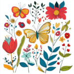 Butterfly With Flowers Coloring Pages 2 2