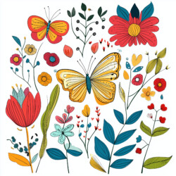 Butterfly With Flowers Coloring Pages - Origin image