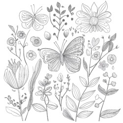 Butterfly With Flowers Coloring Pages - Printable Coloring page