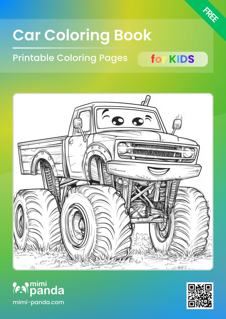 Car Coloring Book for Kids – Free Printable Pages | Mimi Panda