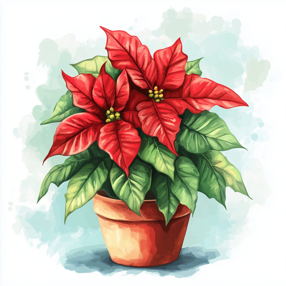 Christmas Poinsettia Coloring Page 2