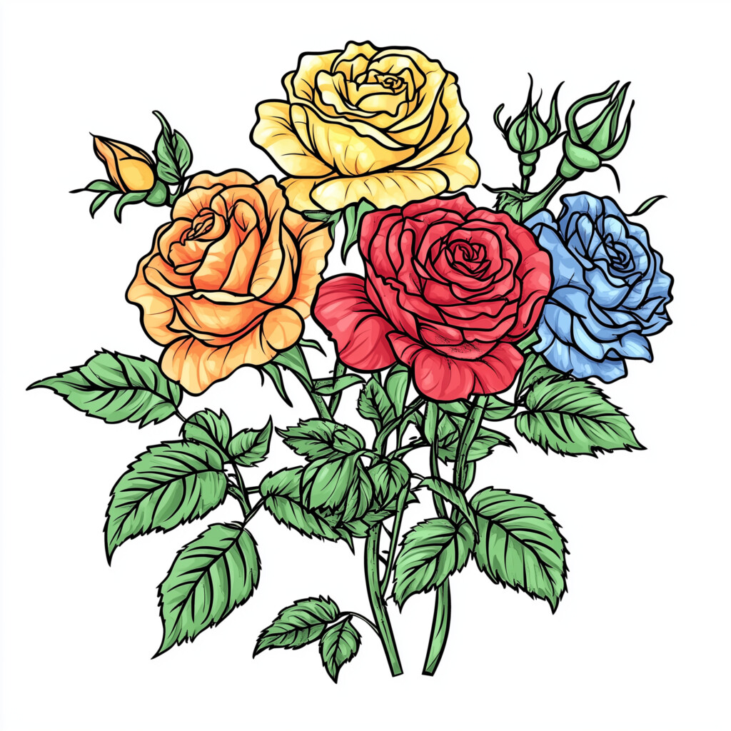Color Pictures Of Roses Coloring Page | Coloring Pages Mimi Panda
