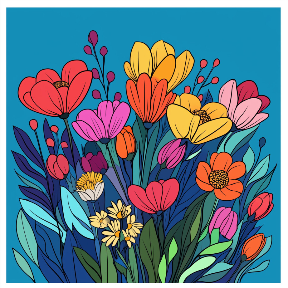 Coloring Page Flower Garden 2