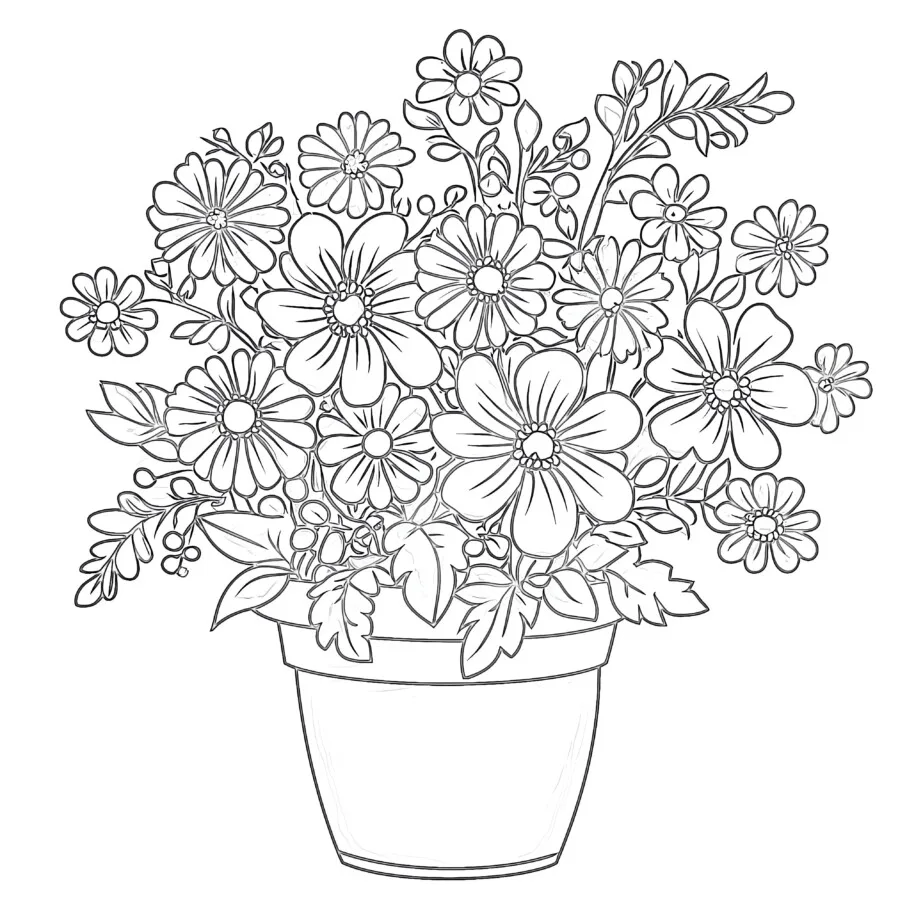 Coloring Page Flower Pot