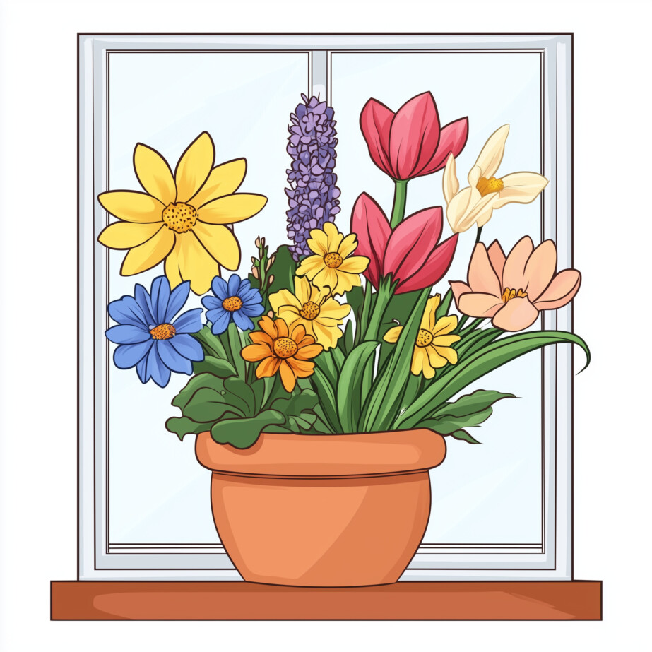 Coloring Page Spring Flowers 2