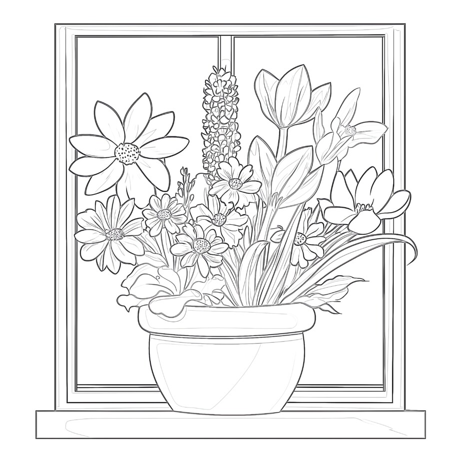 Coloring Page Spring Flowers